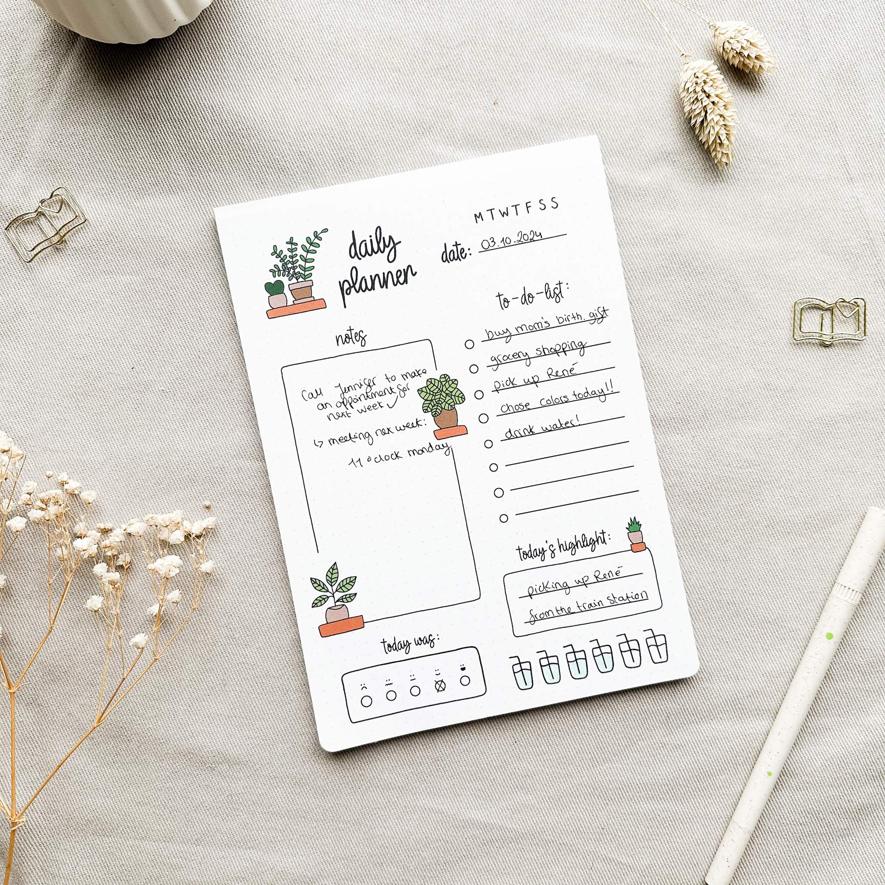 Daily Planner Pad - A5 - Plants - 100% Recycled paper - 50 pages - Image 3