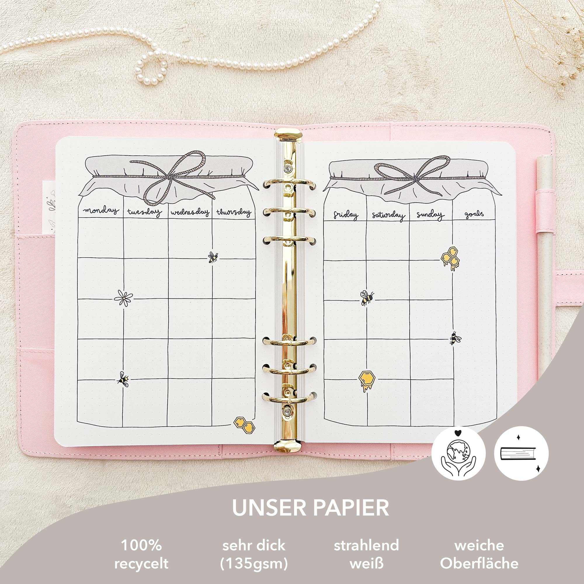 February - Bows theme - Monthly Journal Insert Undated - 16 hand-drawn pages - Image 5
