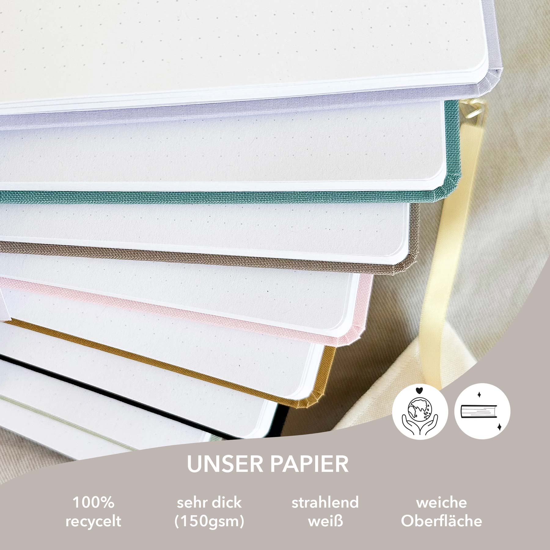Dotted notebook - 176 pages - 100% recycled paper - Rose - Image 4