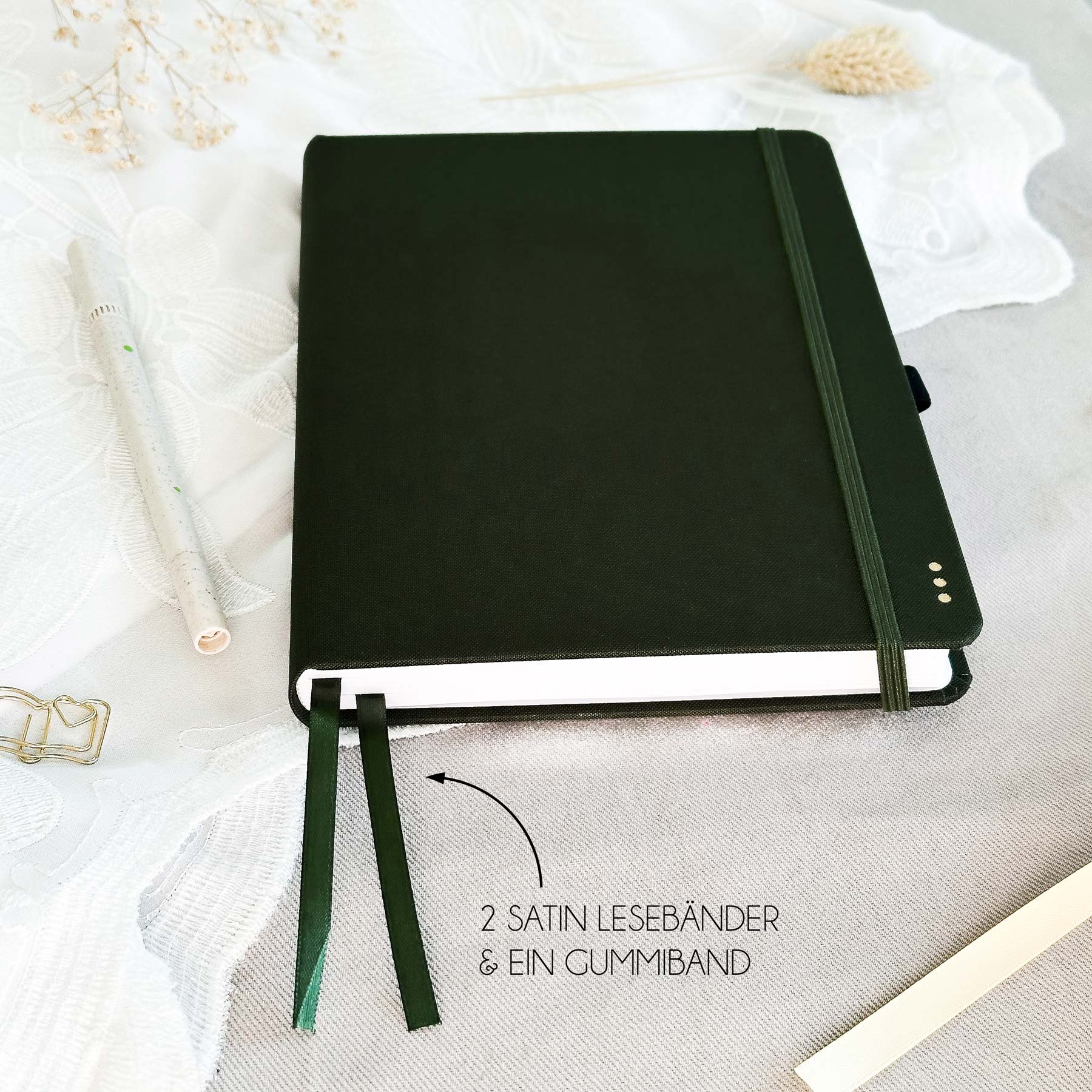 Dotted notebook - 176 pages - 100% recycled paper - Olive - Image 3