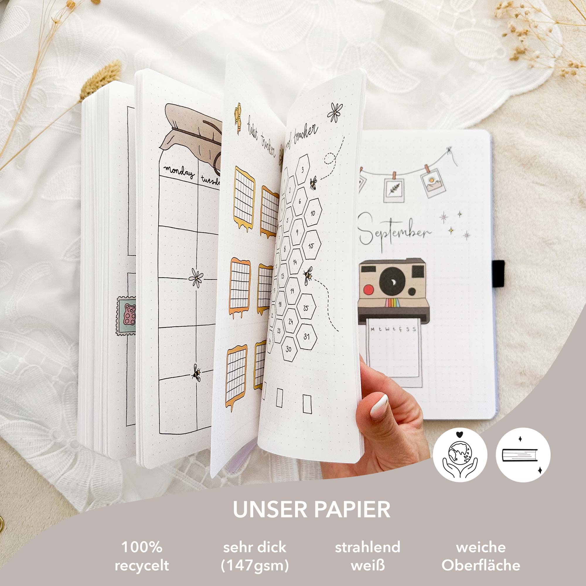 Hand-drawn journal - Undated planner - Bordeaux - Image 5