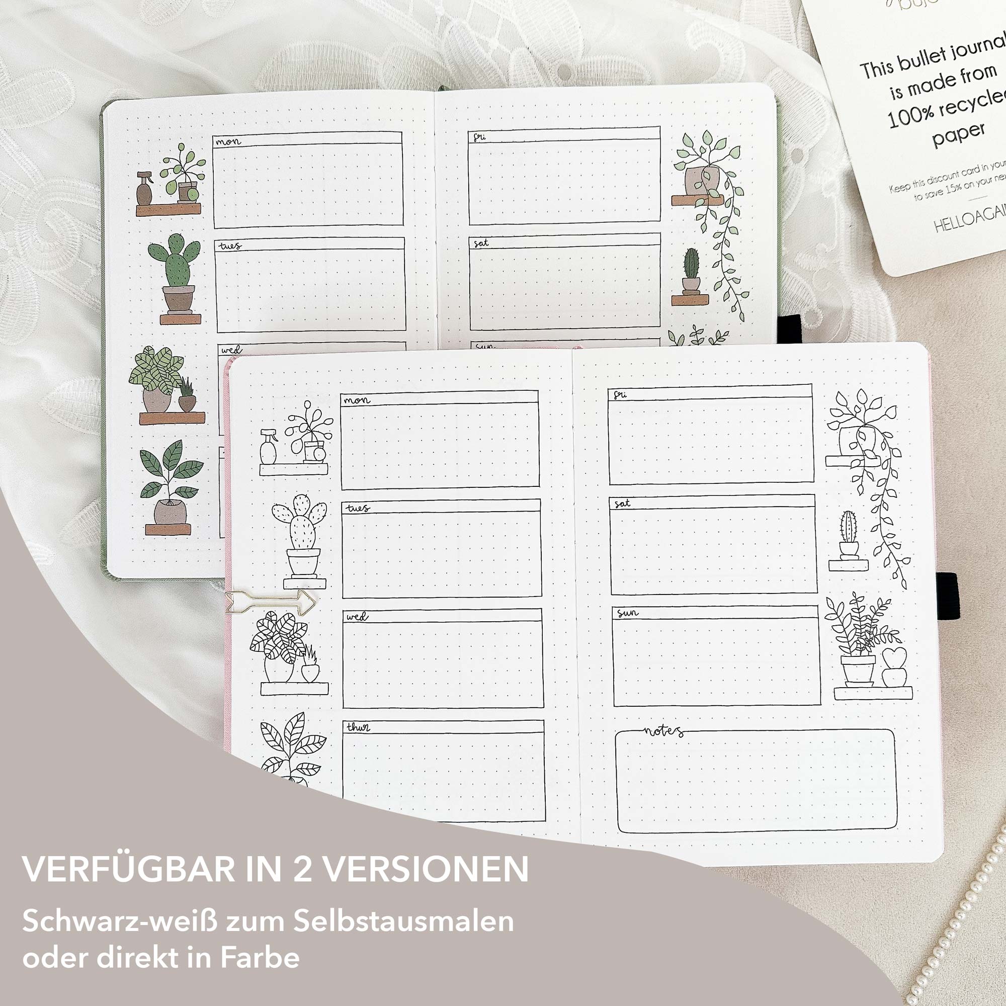 Hand-drawn planner - Undated - 100% recycled paper - Olive - Image 27
