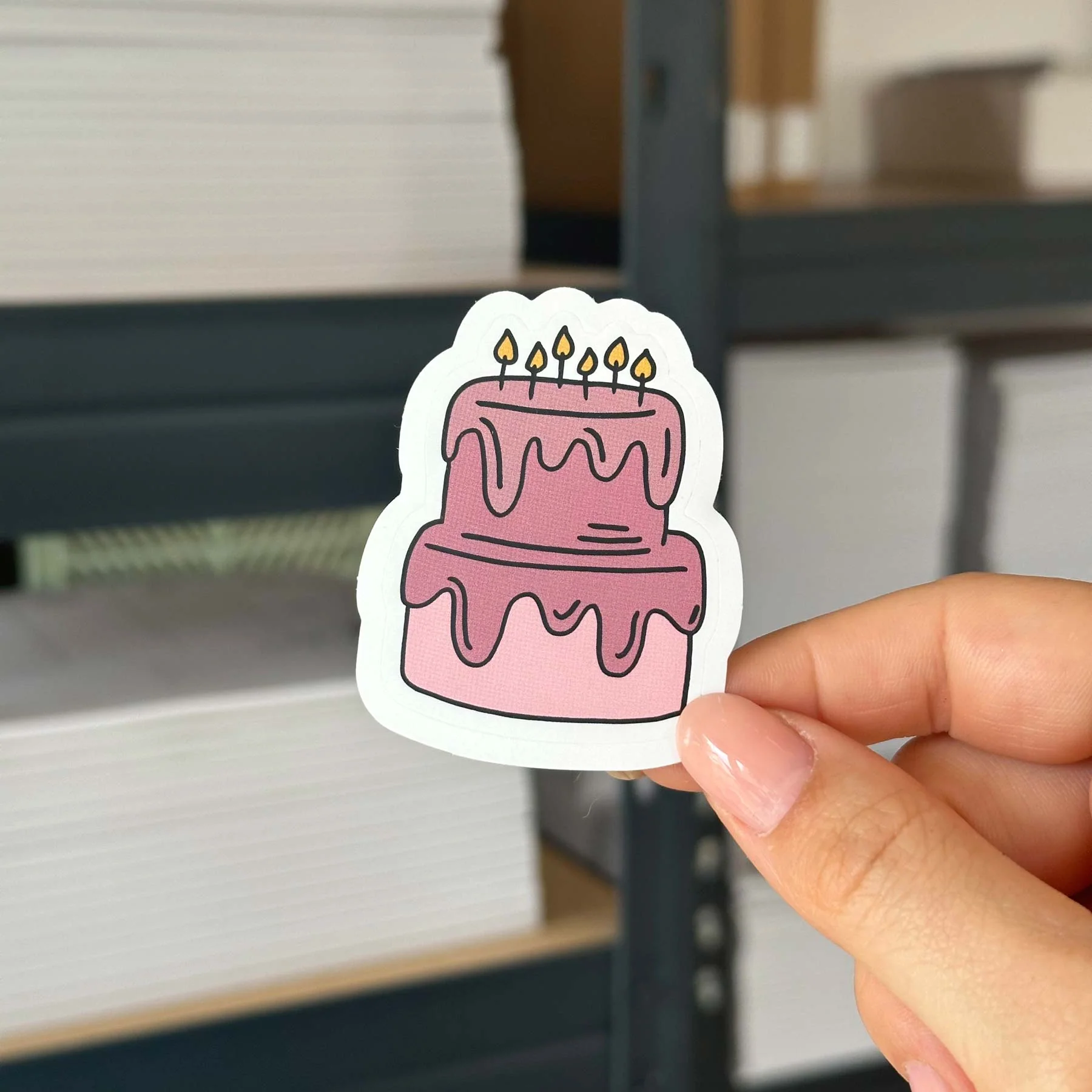 Hand-drawn sticker - Birthday cake - Size M - Image 2