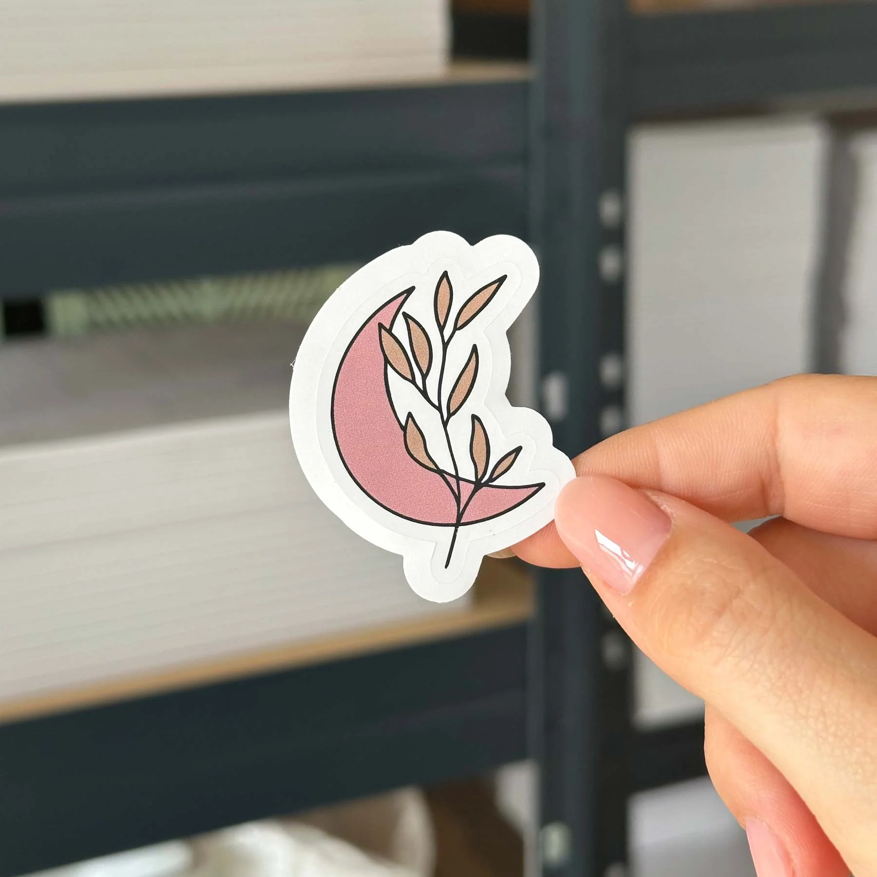 Hand-drawn sticker - Moon with plants - Size M - Image 2