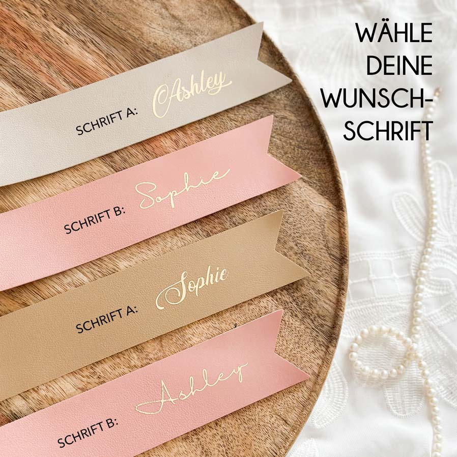 Personalized bookmark - Vegan leather - Beige - Image 4