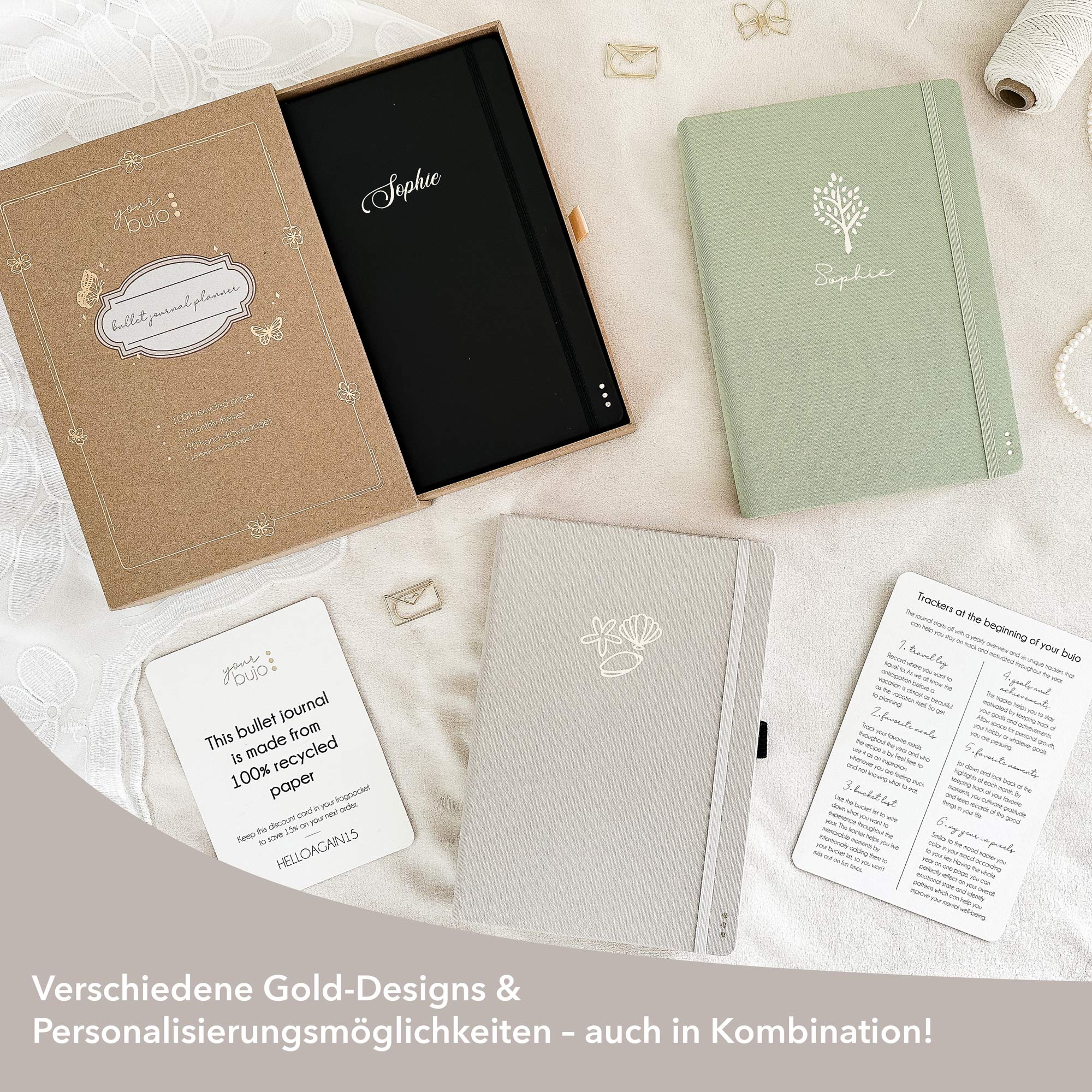 Hand-drawn planner - Undated - 100% recycled paper - Black vegan leather - Image 13