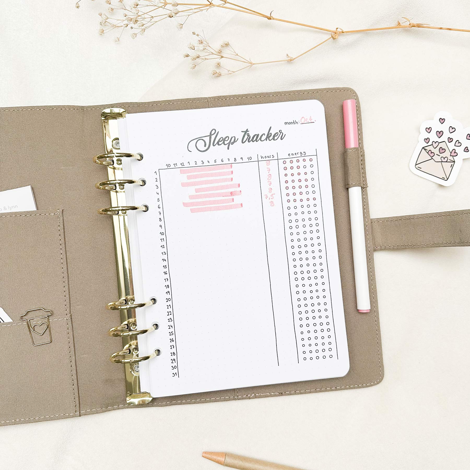 Sleep Tracker - Binder Insert - Single Tracker Page