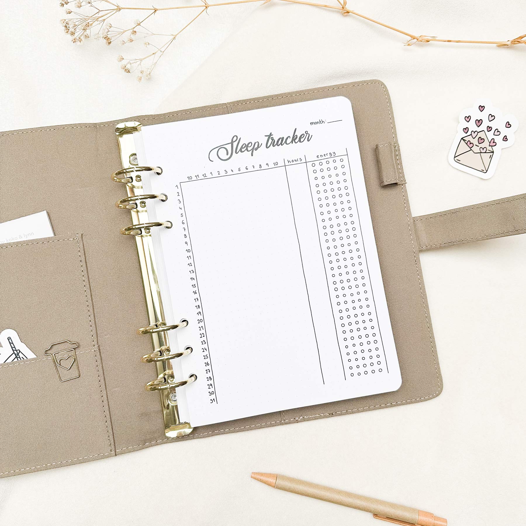 Sleep Tracker - Binder Insert - Single Tracker Page - Image 2