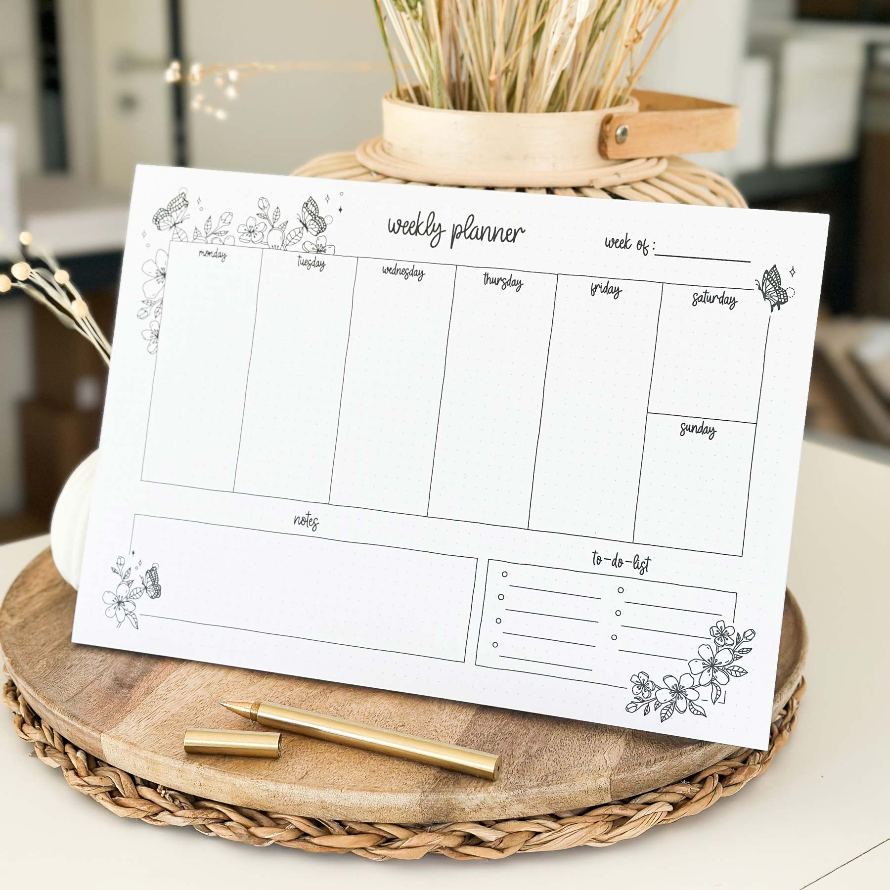 Weekly Planner Pad - A4 - Butterflies - 100% recycled paper - 50 pages - Image 3