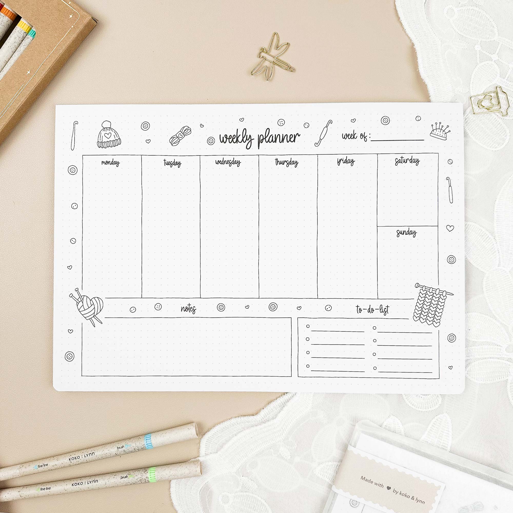 Weekly Planner Pad - A4 - Knitting - 100% recycled paper - 50 pages - Image 3