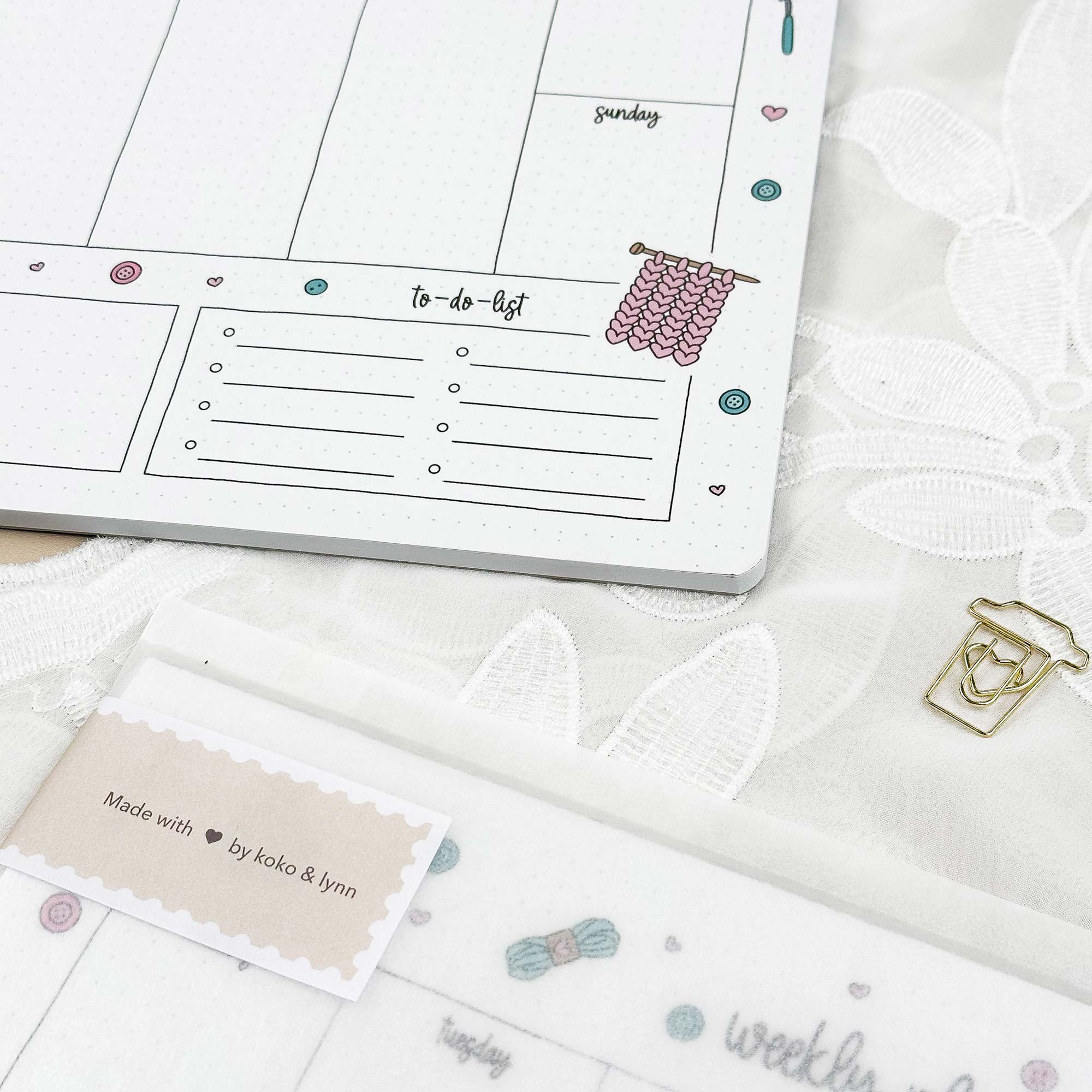 Weekly Planner Pad - A4 - Knitting - 100% recycled paper - 50 pages - Image 4